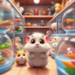 Pet store full of small cartoon animals.