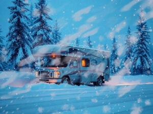RV in Snowstorm